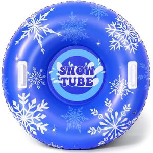 Snow Tube 36" Inflatable Snow Sled for Adult Thickened Heavy Duty Hard Bottom Sleds with Handles Outdoor Winter Toys for Outdoor Sledding Sports Gift Supplies (Blue Snowflake)