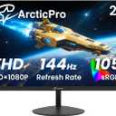 ArcticPro 22 Inch Gaming Monitor 144Hz, FHD Computer Monitor, 105% sRGB | 1080p, 4000:1 Contrast, 3-Sided Frameless, Ultra Slim, VESA Mount, Eye Care, HDMI, VGA