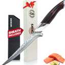 SHIKARI Filet Knife for Meat  7 Inch Japanese Boning Knife for Meat Cutting Full Tang VG10 Steel Blade with Hammer Damascus Pattern  Professional deboning knive  Ergonomic Pakkawood Handle