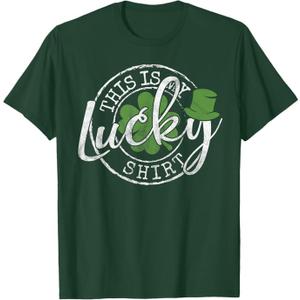 This Is My Lucky Shirt Saint Paddy's Day St Patrick's Day T-Shirt( L, Green)