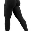 Scrunch Butt Lifting Leggings for Women Gym Seamless Workout Leggings Mid Low Waist Tummy Control Yoga Pants (Black)