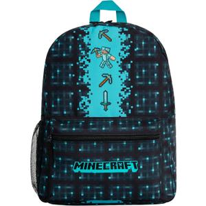 Minecraft Backpack for Boys Kids Teens Adjustable Straps Front Pocket Daypack Backpacks for Sports Gym School Gamer Gifts (Blue)