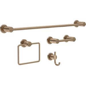 Delta 4-Piece Champagne Bronze Bathroom Set Towel Rack, Ring, Toilet Paper Holder, Hook | Nicoli Bath Accessories