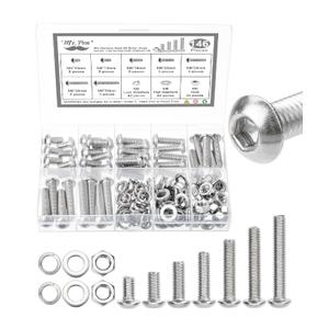 Mr. Pen- Nuts and Bolts Assortment Kit, 146 pcs, Stainless Steel, M6 Screws (7 Sizes 6-30mm)Button Head Socket Cap Screws Assorted Nuts and Bolts Nut Bolt and Washer Assortment Bolt and Nut Assortment