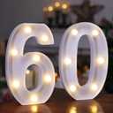 60th Birthday Decoration Light Up Letters, Battery Powered LED Numbers Marquee Number Sign for 60th Party Home Decor Night Light