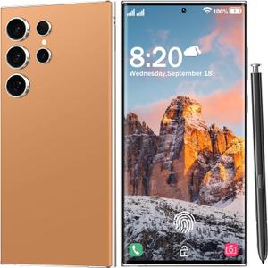 I24 Ultra 5G Unlocked Phones, 8+256GB Android13 Smartphone Battery 6800mAh 6.8" HD Screen Unlocked Cell Phone,48MP+108MP Camera/Built in Pen/Dual SIM/Fingerprint Lock/Face (Orange)