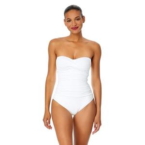 Anne Cole Women's Twist Front Shirred One Piece Swimsuit, White, 8 Anne Cole Women's Twist Front Shirred One Piece Swimsuit, White, 8