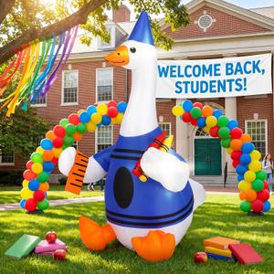 5 ft Back to School Inflatable Goose Yard Decor with LED