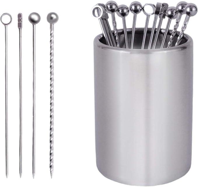 Lexenic 12Pack Metal Cocktail Picks + Holder Kit, Premium 304 Stainless Steel Cocktail Toothpicks,Reusable Skewers,Garnish Picks, Martini Picks for Olives Appetizers Fruit (4 Styles Silver) Lexenic 12Pack Metal Cocktail Picks + Holder Kit, Premium 304 Stainless Steel Cocktail Toothpicks,Reusable Skewers,Garnish Picks, Martini Picks for Olives Appetizers Fruit (4 Styles Silver)
