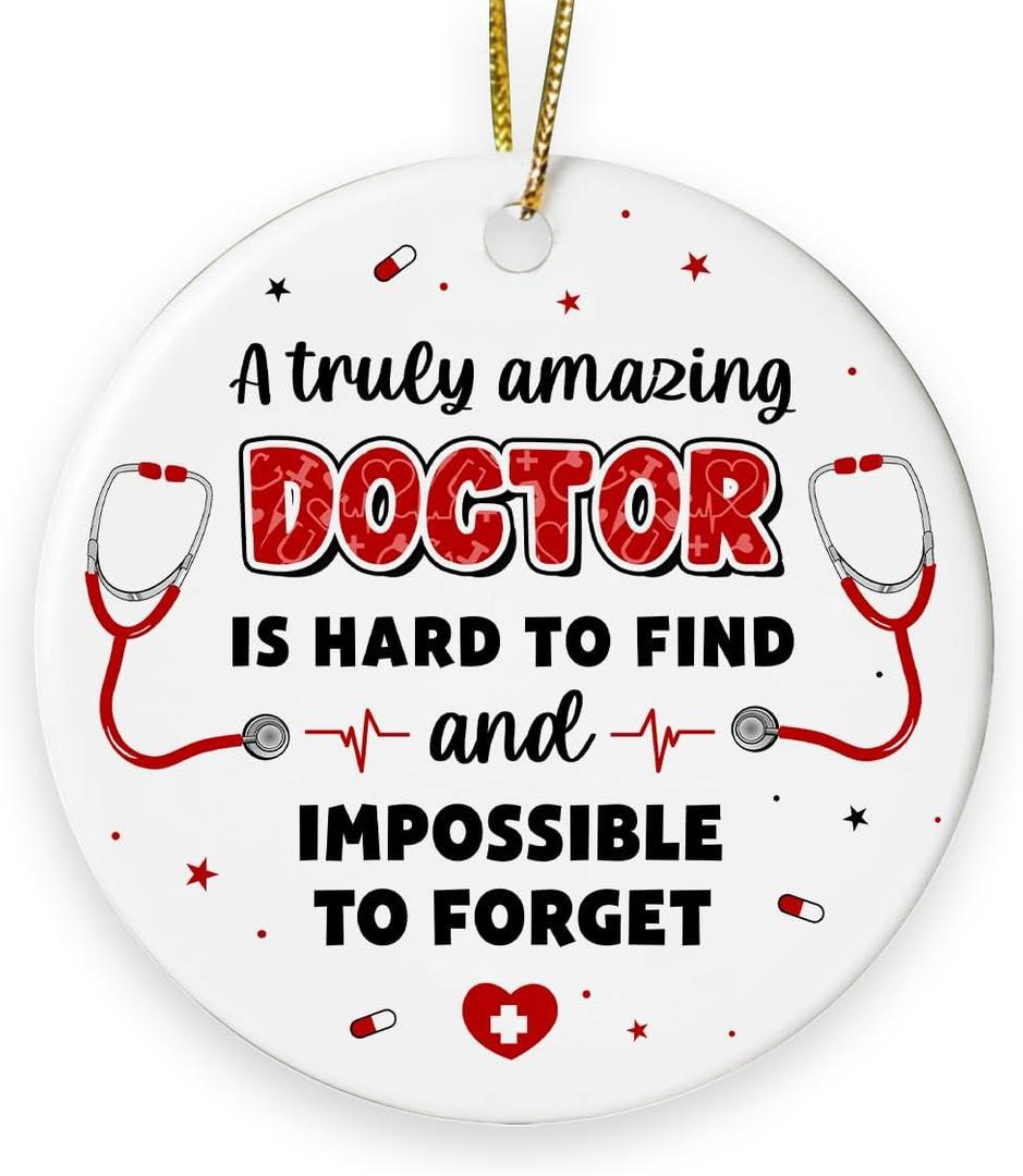 Doctor Christmas Ornament 2026 - Medical Gifts for Pediatrician Psychiatrist, Cardiologist, Appreciation Doctor Gifts for Men, Women Decorative Hanging Medical Ornaments for Christmas Tree