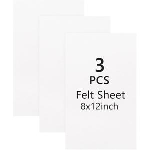 8x12 White Felt Fabric Sheets - 3PCS Felt Squares -1 Colors Soft Felt Squares, 1.5mm Thick for Sewing, Patchwork, Decoration, Embroidering, Book, DIY Craft