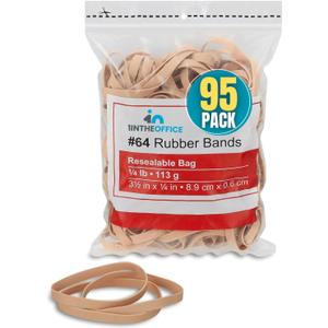 1InTheOffice Rubber Band Size 64, Rubber Bands #64, Heavy Duty Rubber Bands, Beige, Size 64, 95 Pack