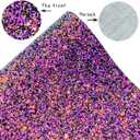 2 x Black Purple Chunky Glitter Faux Leather Roll 12 x 52 Inch, Sparkly Winter Halloween Mardi Gras PU Fabric for Holiday DIY Crafts Bows Earrings (16013#58)