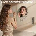 Auxmir 1X/30X Wall Mounted Makeup Mirror, Double-Sided Magnifying Mirror with Tweezers, Bathroom Makeup Mirror, Cosmetic Vanity Mirror with 360 Rotation Extendable Swivel Arm, Nickel
