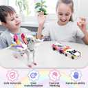 Intoypad Unicorn Collision Transforming Cars Toy for Girls Boys, 2 Magnetic Cars Transform into Magical Unicorn Collision Transforming Robot Cars Toy Deformation Christmas Birthday Gifts for Kids Pink