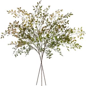 Artificial Greenery Stems, 43.3" Nandina Branches Tall Faux Plant Stems for Vase, Greenery Decor Stems Leaves Bunches for Shop Garden Office Home Dco3Pcs Orange