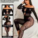 Avidlove Women's Lingerie Sexy Fishnet Body Suits for Women Long Sleeve Mesh Outfit Cut Out Fishnet Lingerie Jumpsuit, Black (One Size)