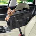 WOYYHO 18 lbs Console Dog Car Seat Luxury Center Console (Width >9in) Dog Car Bed Carseat with Soft Cushion and Safety Belt, Easy Install Stable No Shaking, Waterproof Anti-Slip PU Leather