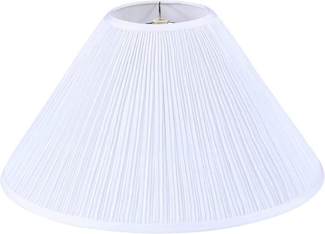 Aspen Creative 33018 Hardback Empire Spider Lamp Shade, Mushroom Pleated in Cotton White Faux Silk Fabric, 6" Top x 19" Bottom x 12" Slant Height