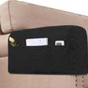 H.VERSAILTEX Armrest Covers for Sofa Water Resistant Couch Arm Covers Remote Control Holder Sofa Armrest Organizer for Magazine, Tablet, Phone, iPad(Set of 2, Black/Grey)