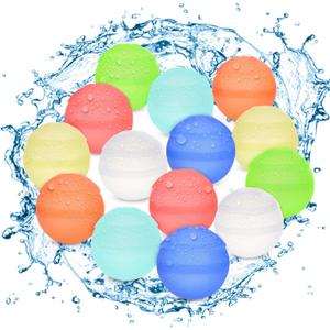 14 Pcs Reusable Water Balloons, Self-Sealing Silicone Water Ball Non-Magnetic, Summer Pool Beach Water Toys for Boys and Girls, Outdoor Activities Water Games Toys Summer Fun Party Supplies