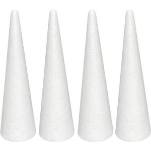 Crafjie Foam Cones for DIY Arts and Crafts (3.55 x 11.8 in, 4 Pack), White Polystyrene Christmas Tree Foam Cones Craft Supplies, for DIY Home Craft Project, Christmas Tree, Table Centerpiece