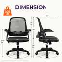 NEO CHAIR Office Desk Chair Computer Gaming Ergonomic Lumbar Back Support with Flip-up Padded Armrest Adjustable Height and Wheels for Home Vanity Bedroom Study (All Black), Medium