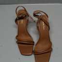 Women's Block High Heels Square Toe Heeled Sandals Ankle Strap Shoes (8, Brown)