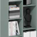 Furinno LUDER Book Shelf, 7-Cube Bookshelf, Bookcase with Open Shelves, 9.4 x 19.5 x 41.7, Easy Assembly, for Living Room, Bedroom, Home Office, Sage Green