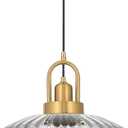 11.8in Mid Century Modern Pendant Light, Gold Large Clear Glass