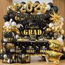 Graduation Party Decorations 2026 Kit, Black Gold Congrats Grad Class Of 2026 Supplies Set, 2026 High School College Graduation Decorations, Graduate Backdrop Tablecloth Balloon Garland Boxes Banner