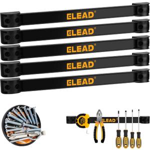 ELEAD 6-Piece 12" Magnetic Tool Holder Storage Organizer - Wall Mount Rack Garage Organization Power Magnet Hanger Workbench Board Slatwall Van Organizers Mounted Hanging Strip