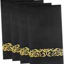 WDF 150Pack Black Napkins-Black and Gold Napkins Disposable - 3ply Black with Gold Rim New Year Paper Premium Quality Disposable Party Dinner Paper for Party/Graduation