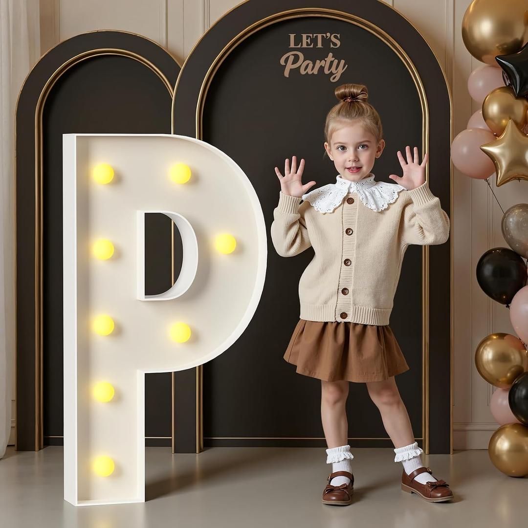 Marquee Letters 3 Feet Tall, 3FT Large Light up Letters P, Big Sign P with Warm White Light for Prom Birthday Wedding Proposal Engagement Graduation Party Backdrop Decorations