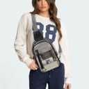 3 Pockets Clear Bag for Stadium Events Approved Clear Purses Fanny Pack for Women Men (B2# Black-a)