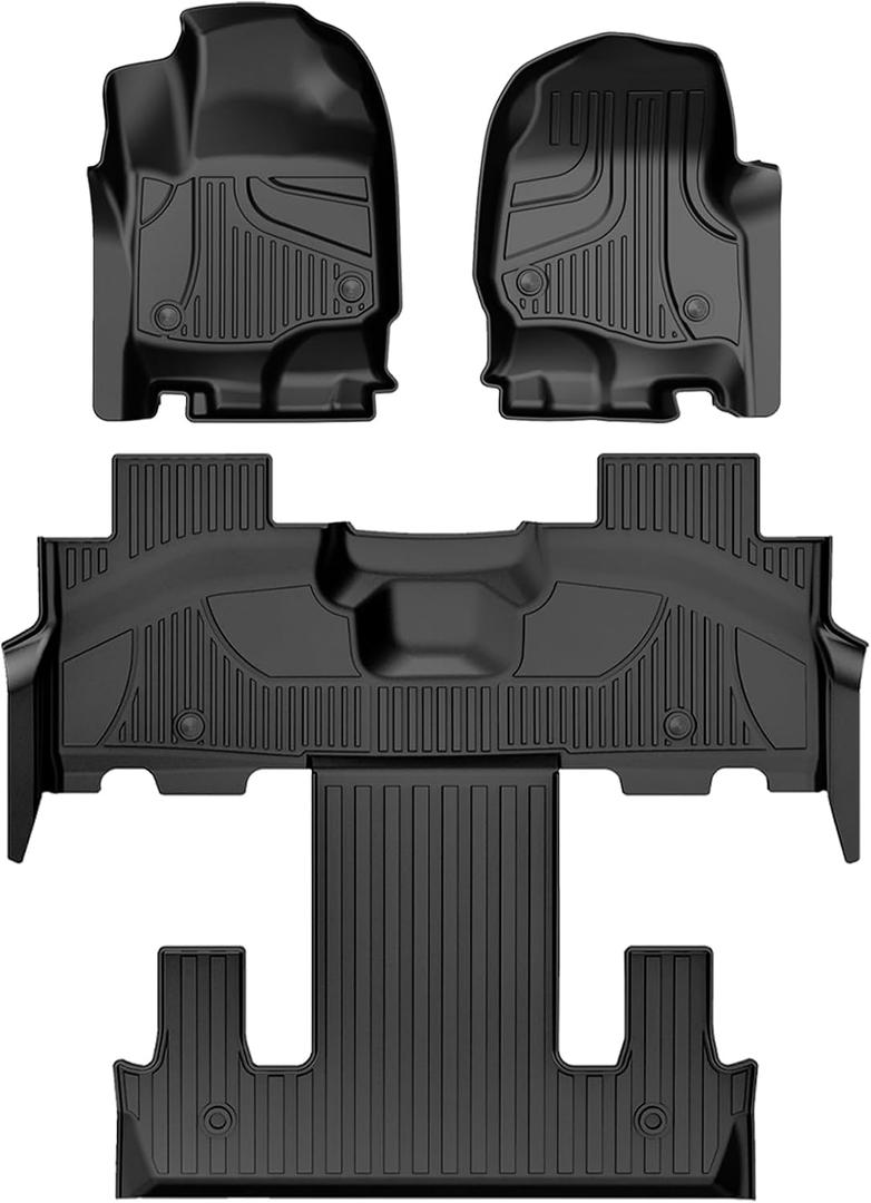 Floor Mats for 2018-2025 Ford Expedition/Expedition Max/Expedition Limited, with 2nd Row Bucket Seat, All Weather Protection Mat Includes 1st and 2nd 3rd Row Liner Black