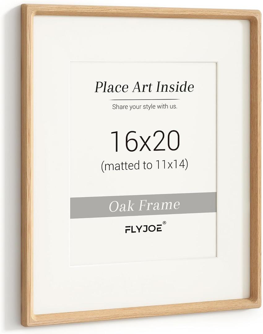 Picture Frame, USA-Sourced Hardwood Photo Frame, White Oak, 16 x 20