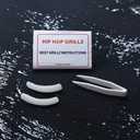 LuReen 14k Gold 6 Teeth Grillz Hip Hop Joker Diamond Top & Bottom Teeth Caps Grillz Set for Teeth Rapper Halloween Costume Cosplay (Silver)