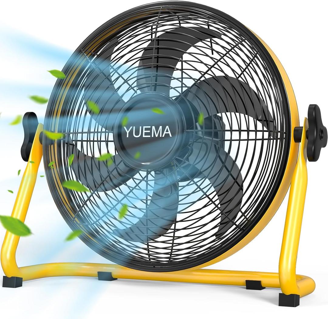 Battery Operated Powered 18 Inch Floor Fan High Velocity Rechargeable Fan Cordless 8 Blade Portable Fan for Camping Travel Patio Tent Indoor Outdoor 360 Degree Manual Tilt 12 Speed