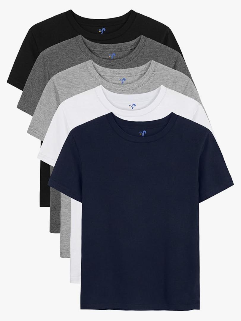 5 Pack Boys Shirts Short Sleeve Shirts for Boys Cotton T-Shirts Kids Toddler Tshirts Tees Clothes Summer Tops (10-12 Y)