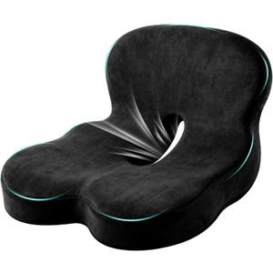 Ergonomic Memory Foam Reenly Seat Cushion & Non-Slip Base with Adjustable Straps,Seat Cushion for Truck Driver and Office Chair Cushion,Removable Washable Cover- Plush Velvet