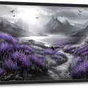 Olivine Large Wall Art, Landscape Pictures Wall Decor, Black And White Mountain Painting, Purple Nature Scenery Canvas Prints, Framed Artwork for Living Room Bedroom Bathroom Office Home 36"x24"