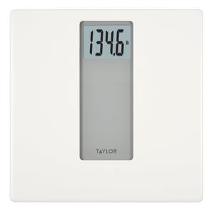 Taylor Digital Glass Bathroom Scale for Body Weight, 400 lb Capacity, Durable Tempered Glass Platform and Easy to Read, White (13.8x2x13.8 Inch (Pack of 1))