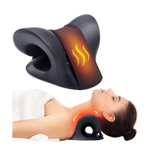Neck Stretcher for Neck Pain Relief, Heated Cervical Traction Device Pillow with Graphene Heating Pad, Neck and Shoulder Relaxer for TMJ Pain Relief and Cervical Spine Alignment (Black)