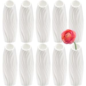 SOUJOY 10 Pack Plastic Composite Flower Vase, Unbreakable Floral Vase Home Decor Centerpieces, White Tall Conic Bud Vase for Wedding Decor, Living Room, Arranging Bouquets SOUJOY 10 Pack Plastic Composite Flower Vase, Unbreakable Floral Vase Home Decor Centerpieces, White Tall Conic Bud Vase for Wedding Decor, Living Room, Arranging Bouquets