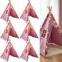 Teepee Tent for Kids,with String Lights,6 Pack(Purple), 5.25 feet