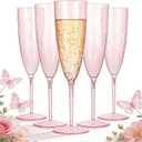 WDF 36PCS Pink Champagne Flutes Plastic - 6OZ Pink Disposable Champagne Flutes Party Supplies for Birthday Parties Baby Shower Wedding Spring Mother's Day