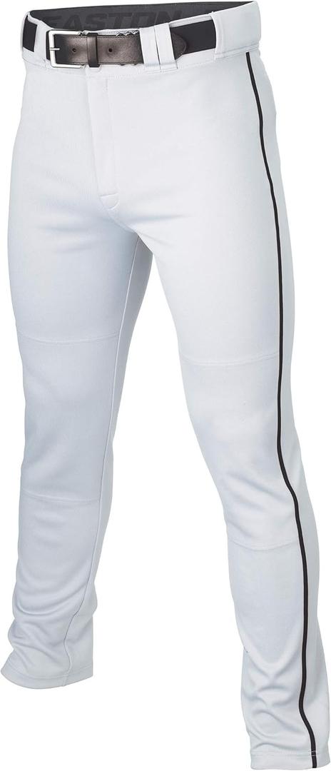 Easton Men's Rival+ Baseball Pants | Full Length Semi-Relaxed Fit | Adult Sizes | Piped | Multiple Colors (White/Black)