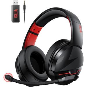 acer Wireless Gaming Headset, PS5 Headset with 2.4GHz for Ps5, Ps4, PC, Switch, Bluetooth 5.3 + 100Hrs Gaming Headphones with Noise Canceling Mic for Laptop, Mobile, Mac, 50mm Drivers (Red)