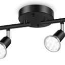 Ascher 4-Light LED Track Lighting Kit, Flexibly Rotatable Light Heads, 4 Way Ceiling Spotlight Black Finish, Including 4 GU10 LED Bulbs (4W 400LM Daylight White 5000K), 2 Pack